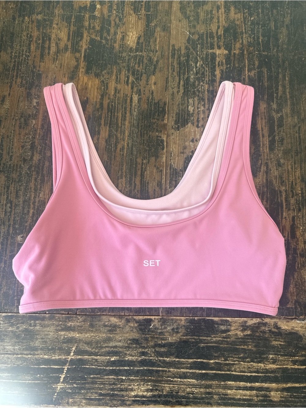 SET Active Pink Double-Layer Scoop Sports Bra